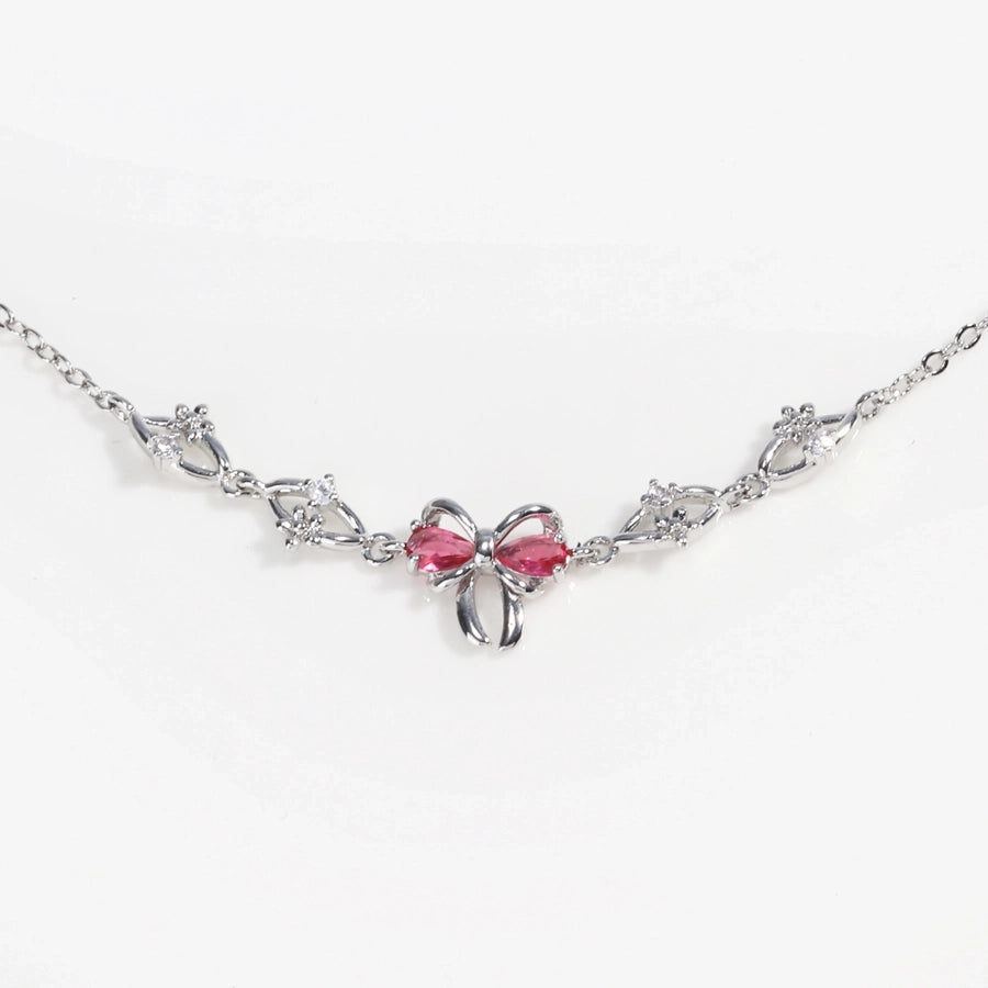 Jewelry Cute Sweet Simple Style Bow Knot Copper Zircon 18K Gold Plated White Gold Plated Bracelets