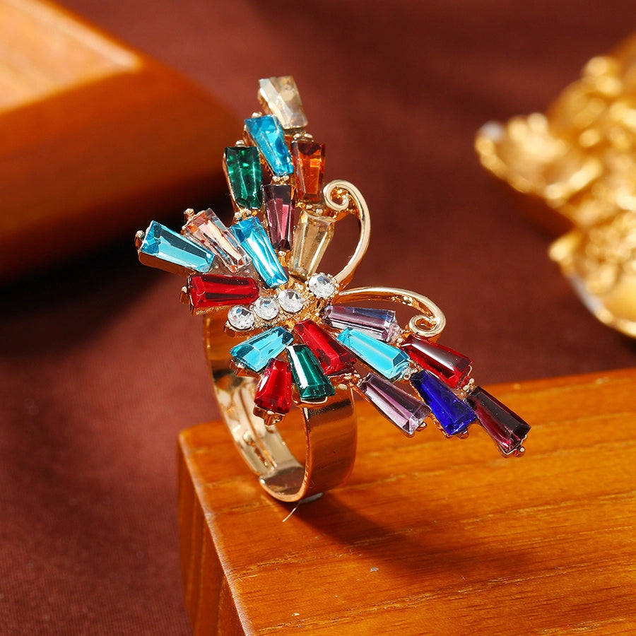 Elegant Butterfly Alloy Rhinestones Women's Adjustable Ring