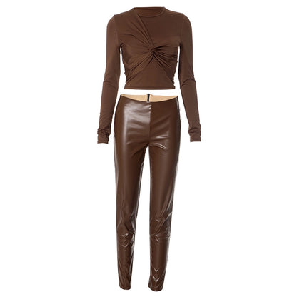 Daily Women's Streetwear Solid Color Spandex Polyester Pants Sets Pants Sets