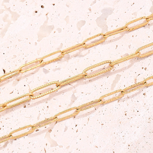 5 Strands/Package 304 Stainless Steel 18K Gold Plated cable chain Polished Length: 170 50mm Length:230+50mm Jewelry Accessories