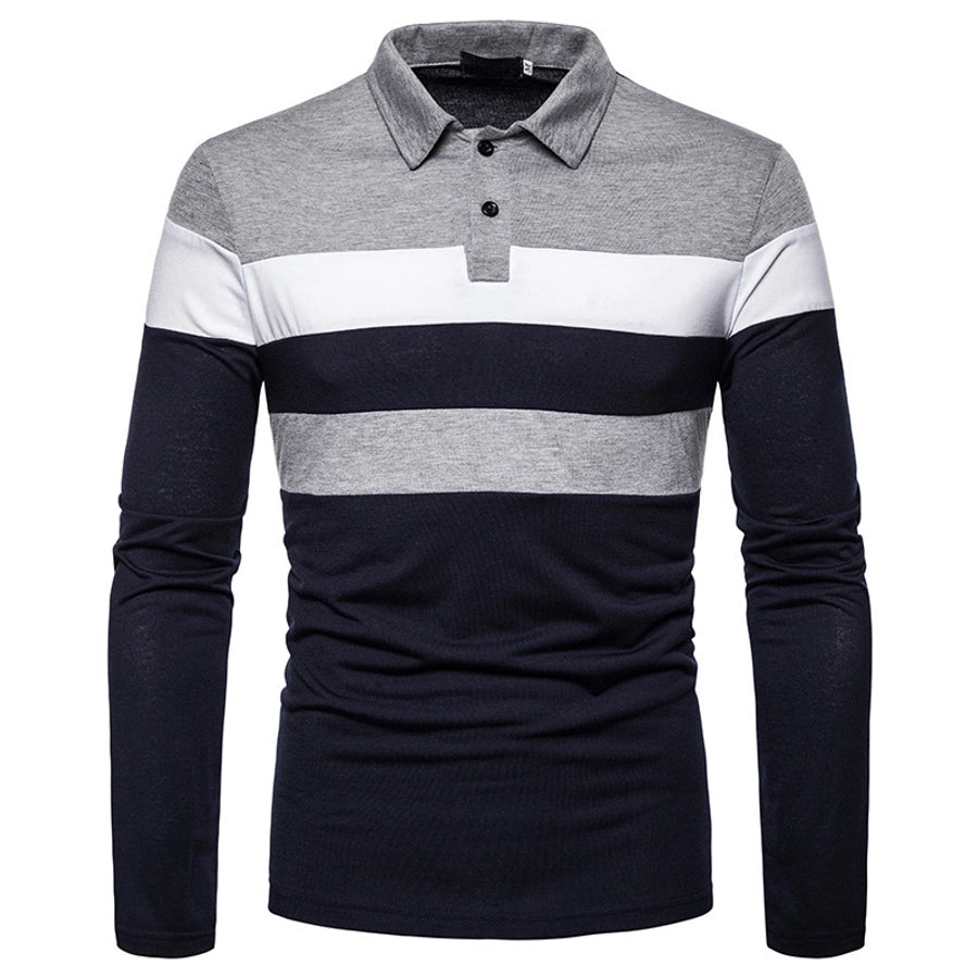 Men's long-sleeved  shirt 3 color stitching T-shirt  new  casual fashion  T-shirt fashion