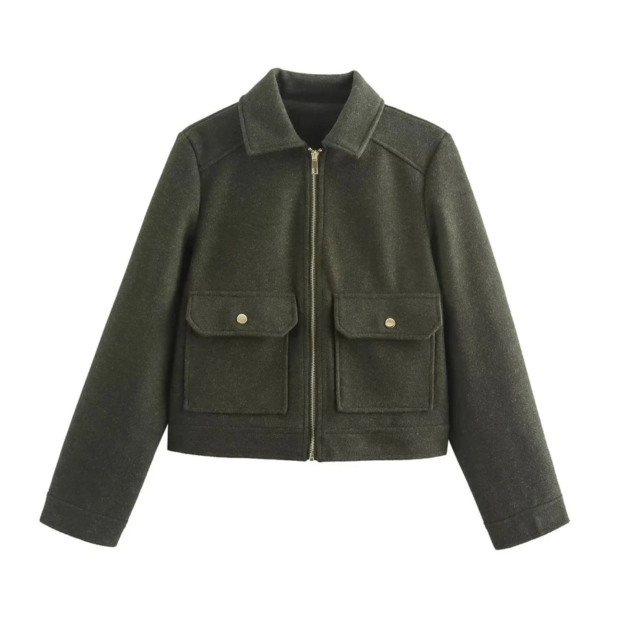 Women's Preppy Style Solid Color Coat Woolen Coat