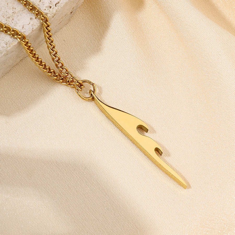 Jewelry Casual Round 304 Stainless Steel 18K Gold Plated Pendant Necklace