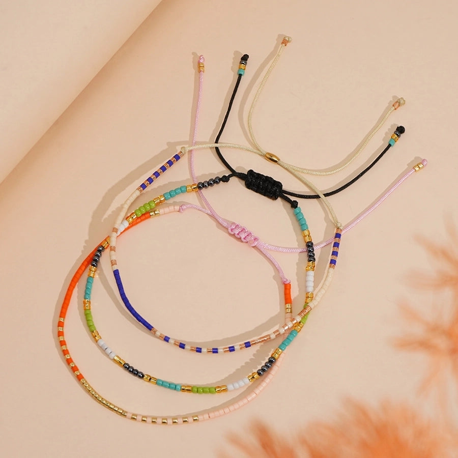 Bohemian Round Seed Bead Wax line Copper  Beaded Bracelets