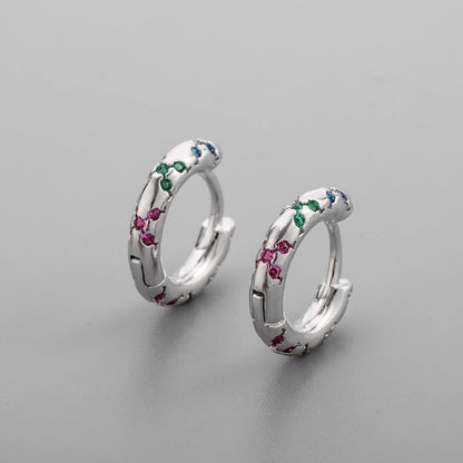 New s925 sterling silver earrings women's Korean-style diamond-embedded gold-plated   internet celebrity earrings simple ear buckle live broadcast