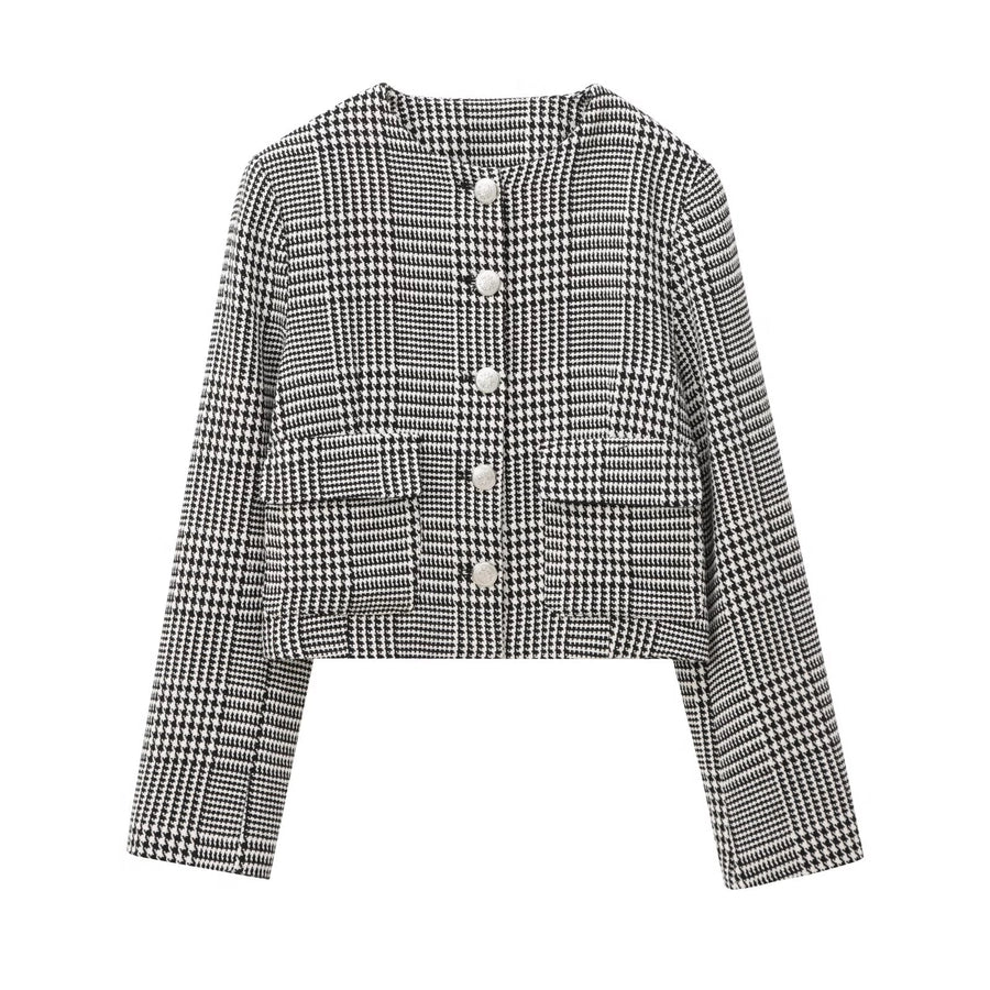 Women's Blazer Long Sleeve Blazers Button Elegant Color Block