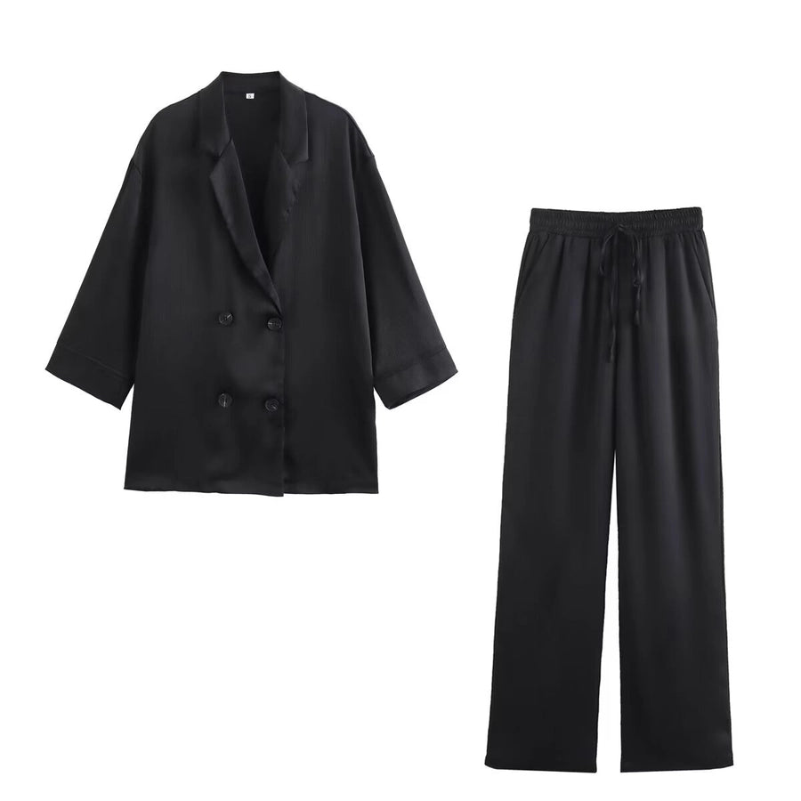 Daily Women's British Style Solid Color Polyester Pants Sets Pants Sets