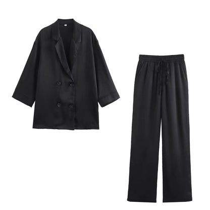 Daily Women's British Style Solid Color Polyester Pants Sets Pants Sets
