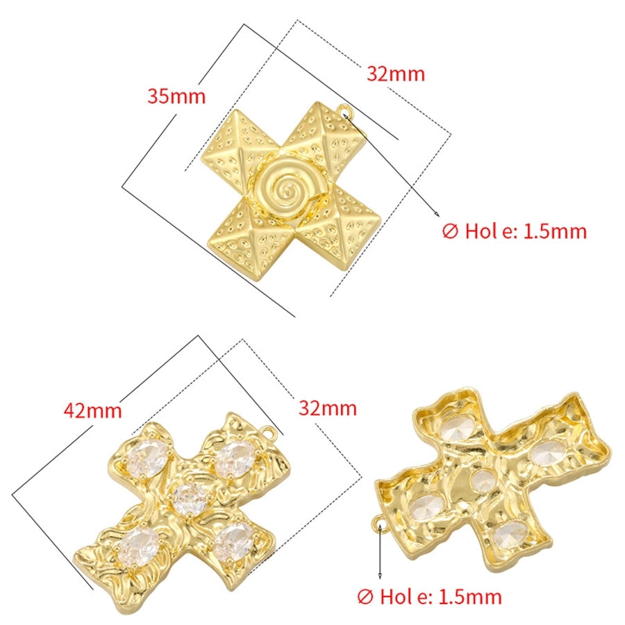 1 Piece Brass Zircon Cross Pendant