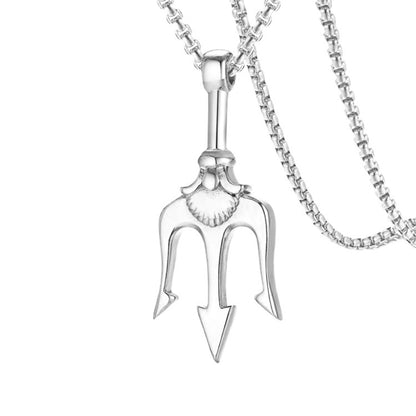 Haiwang Trident Pendant Stainless Steel Necklace Original Cool Design Men's Domineering Simple Hip Hop Sweater Chain