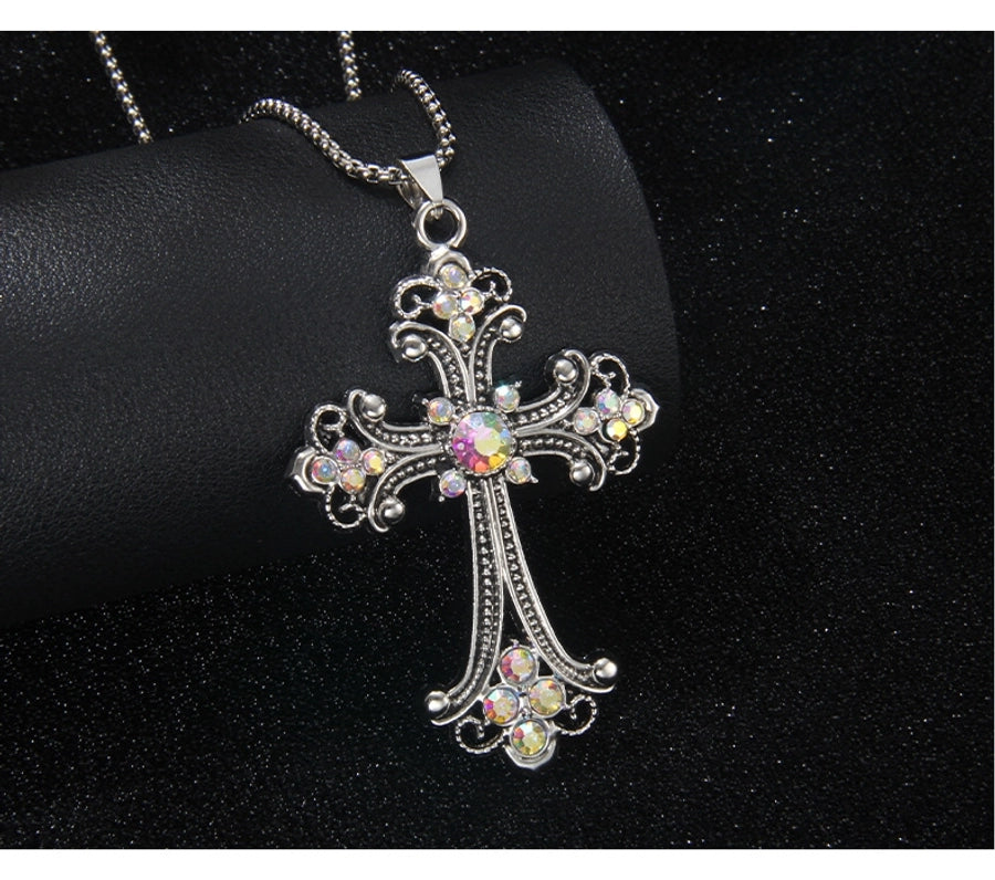 Hip-Hop Vintage Style Cross 201 Stainless Steel Alloy Plating Unisex Pendant Necklace