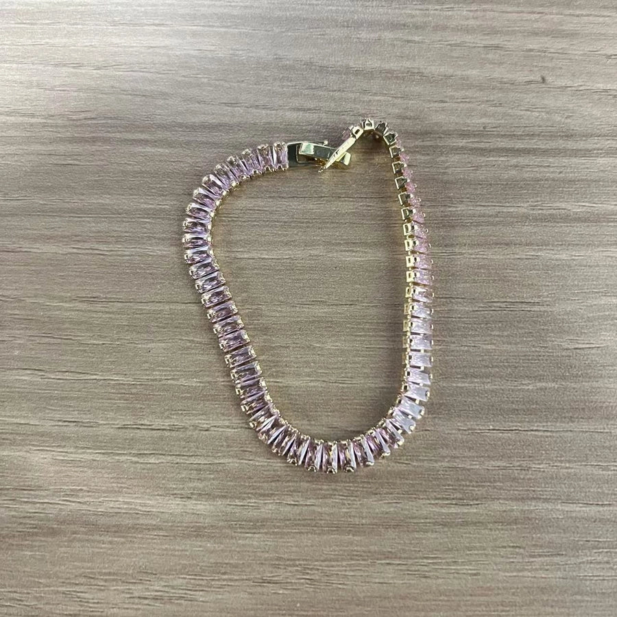 Jewelry Elegant Simple Style Commute Geometric Copper Zircon 14K Gold Plated Bracelets