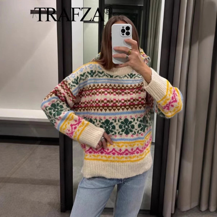 Women's Sweater Long Sleeve Sweaters & Cardigans Streetwear Flower