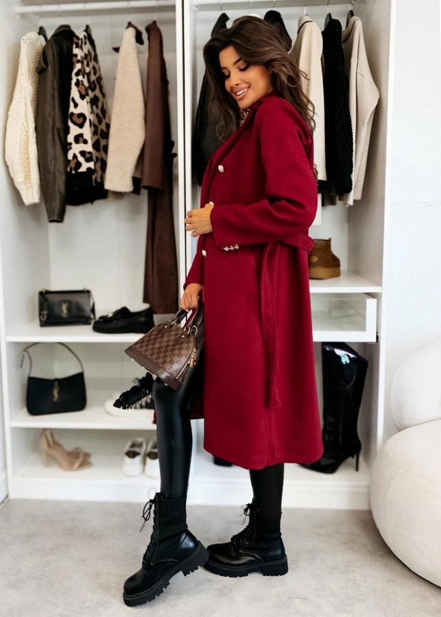 Women's Vacation Simple Style Solid Color Double Breasted Woolen Coat
