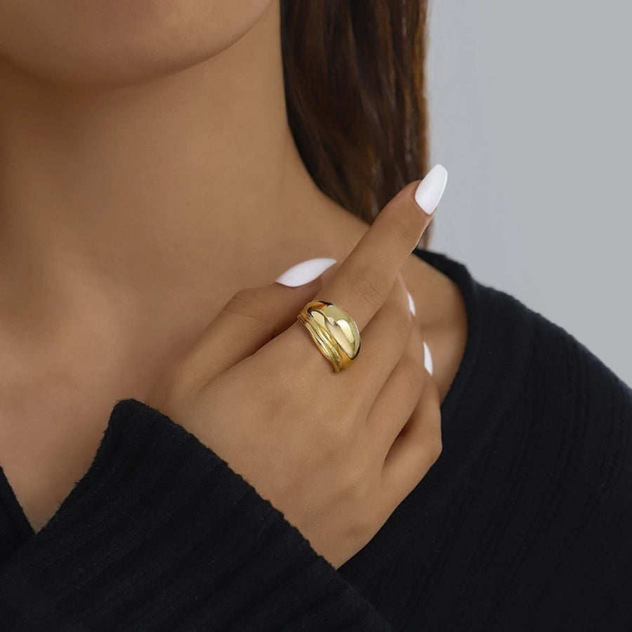 Jewelry Elegant Classical Vintage Style Geometric Water Droplets 316L Stainless Steel  Titanium Steel Wide Band Rings Open Rings