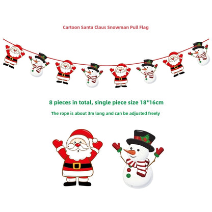 Christmas Paper Flag Christmas Window Hotel Scene Decoration Flag  Santa Claus Flag