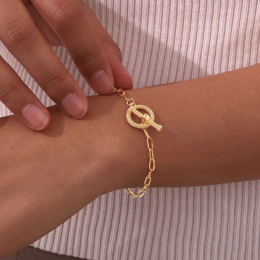 Jewelry IG Style Flower 201 Stainless Steel Copper Zircon 18K Gold Plated Bracelets