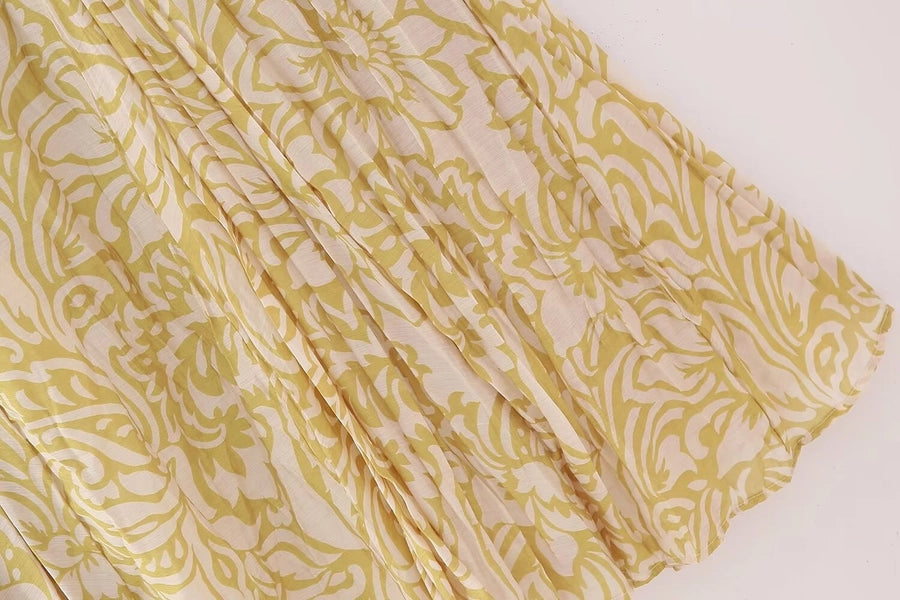 Summer Simple Style Flower Polyester Midi Dress Skirts