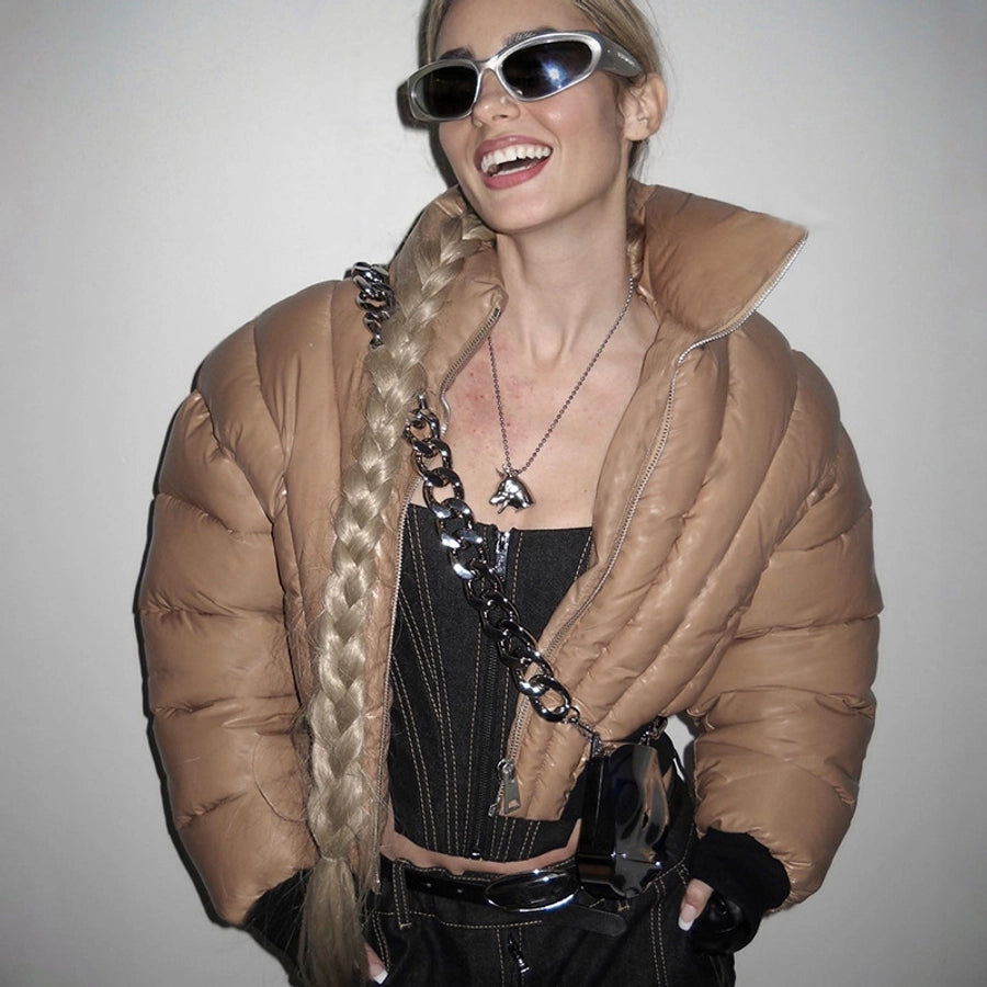 Women's Streetwear Solid Color Zipper Coat