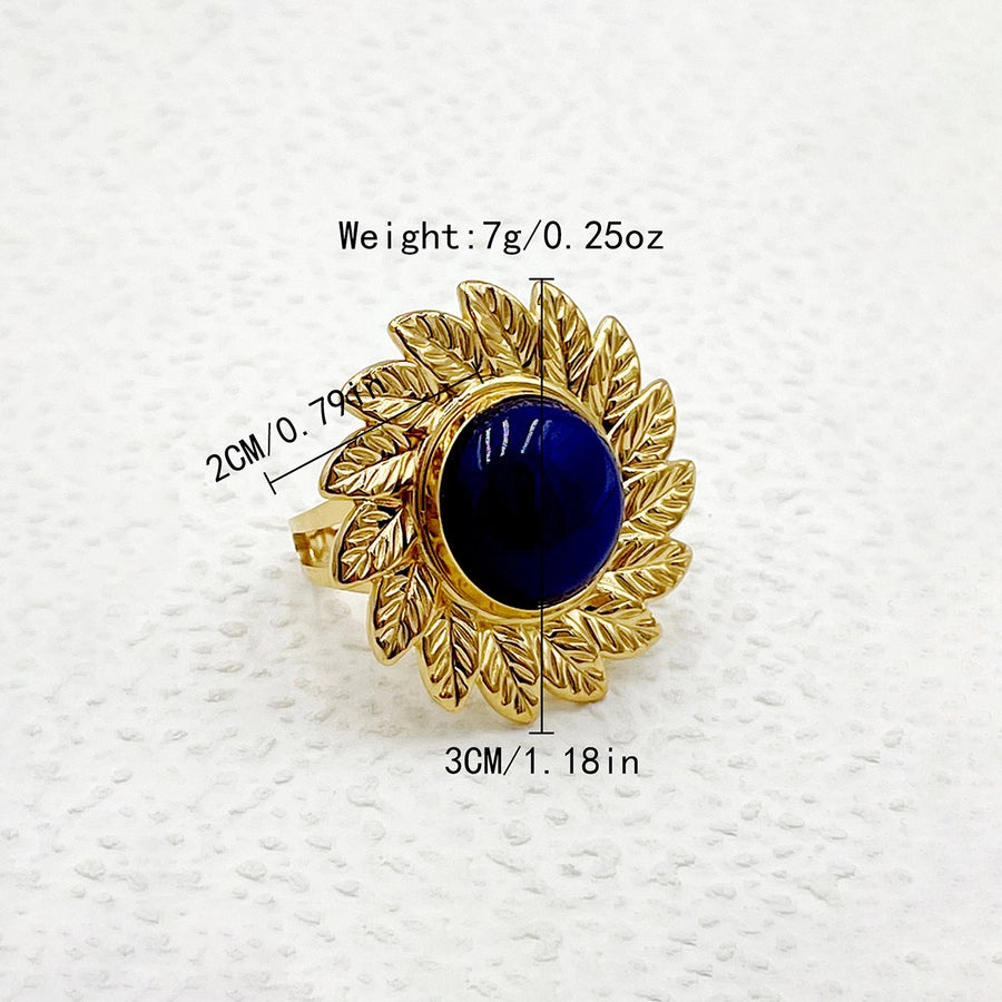 Jewelry Preppy Style Sweet Pastoral Flower Rhombus 304 Stainless Steel Zircon 14K Gold Plated Enamel Open Rings