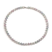 White Gold Color Colorful Crystals Necklace