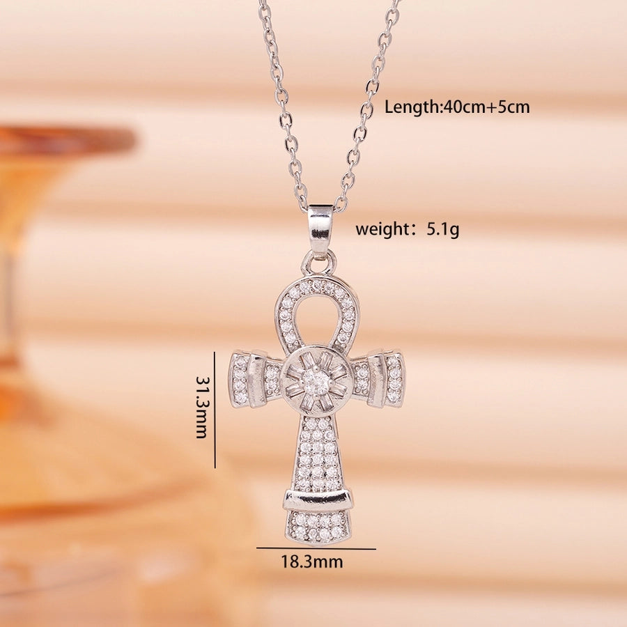 Jewelry Glam Lady Sexy Cross 304 Stainless Steel Copper Necklace
