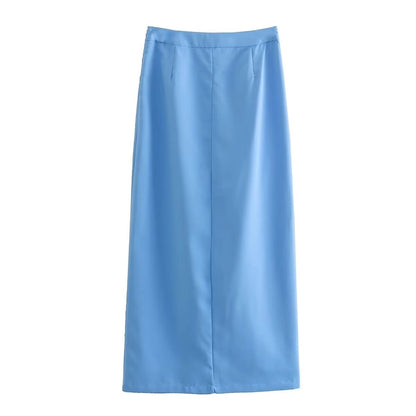 Summer Sexy Solid Color Polyester Midi Dress Skirts