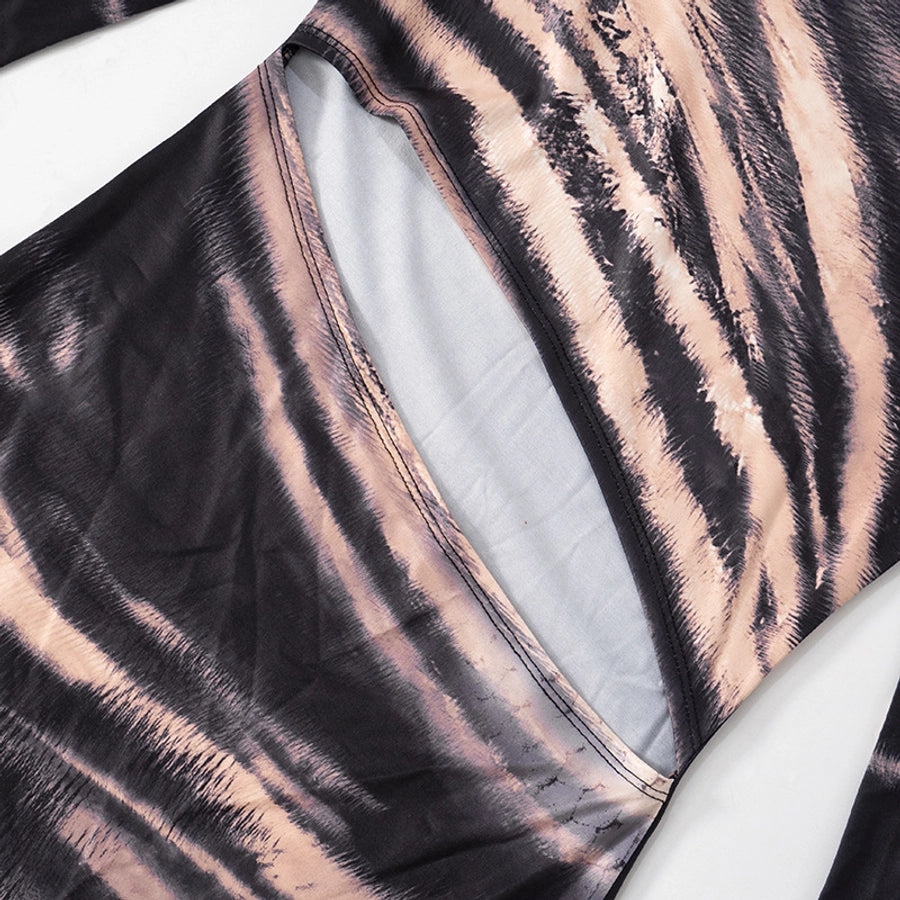 Women's Hip skirt Streetwear Round Neck Long Sleeve Printing Maxi Long Dress Daily