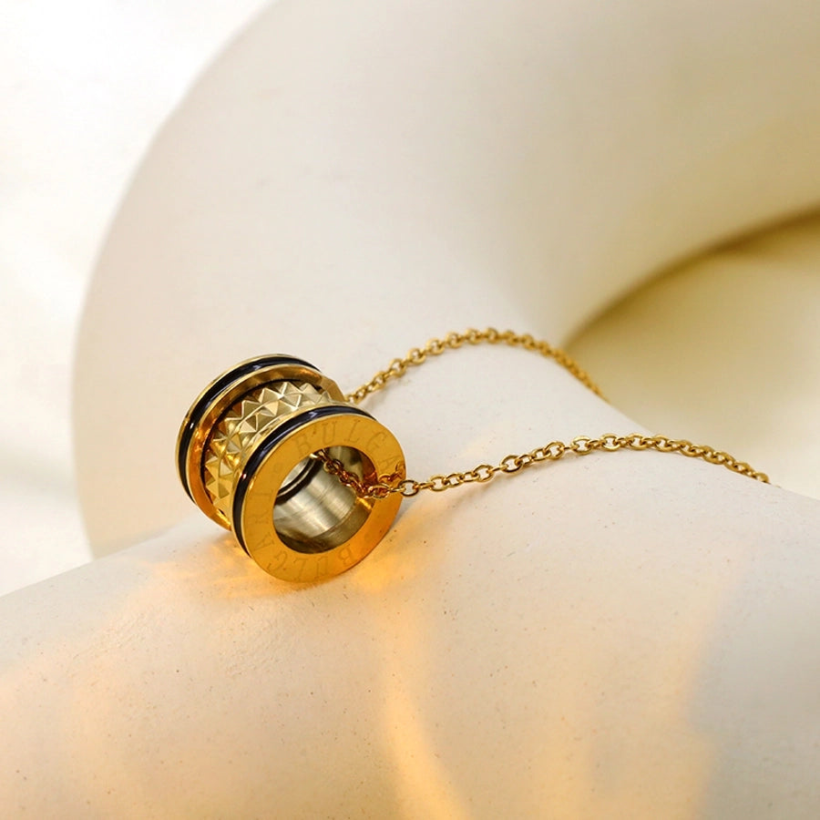 Jewelry Simple Style Round Titanium Steel Plating Pendant Necklace