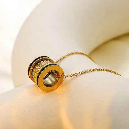 Jewelry Simple Style Round Titanium Steel Plating Pendant Necklace