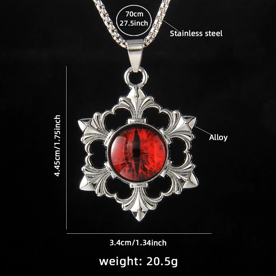 Hip-Hop Devil's Eye Snowflake 201 Stainless Steel Alloy Men's Pendant Necklace