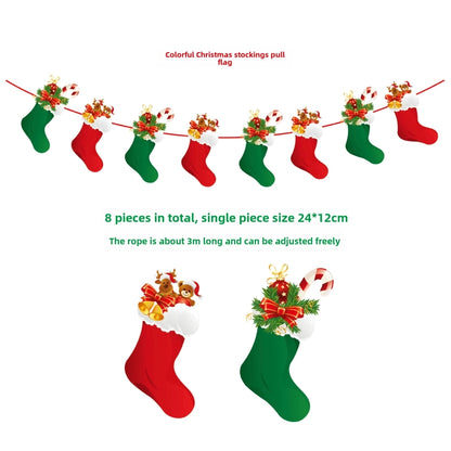Christmas Paper Flag Christmas Window Hotel Scene Decoration Flag  Santa Claus Flag