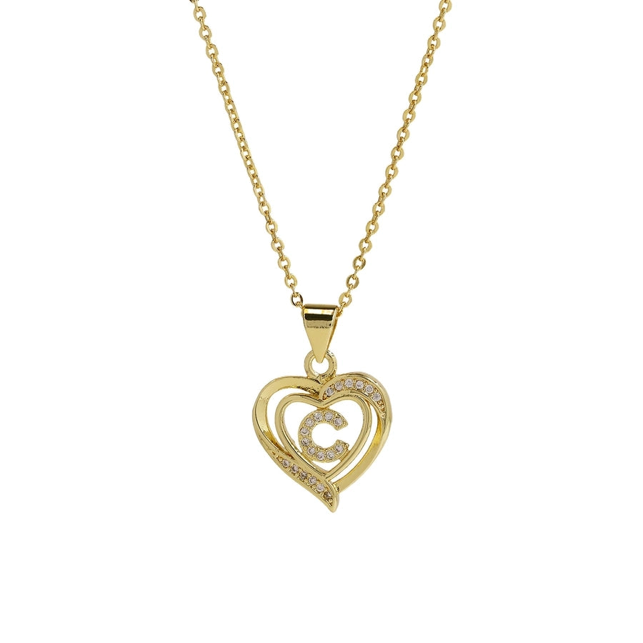 Brass cable chain Plating Letter Heart Shape Pendant Necklace
