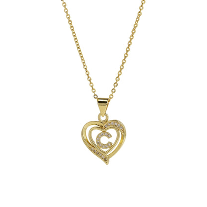 Brass cable chain Plating Letter Heart Shape Pendant Necklace