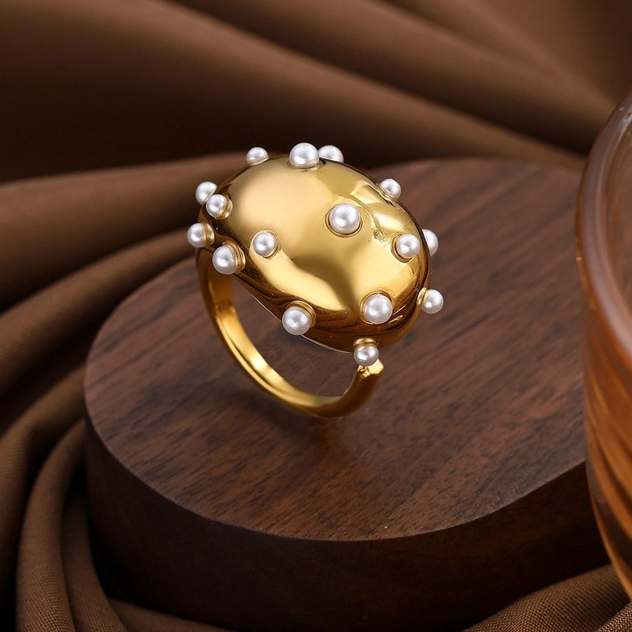 Jewelry Elegant Classical Vintage Style Geometric Water Droplets 316L Stainless Steel  Titanium Steel Wide Band Rings Open Rings