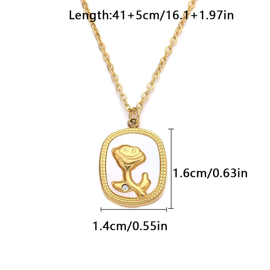 Jewelry Romantic Simple Style Rose 304 Stainless Steel Resin Pendant Necklace