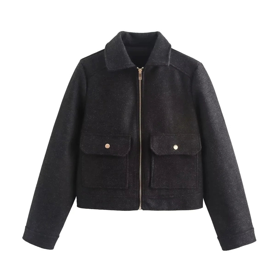 Women's Preppy Style Solid Color Coat Woolen Coat