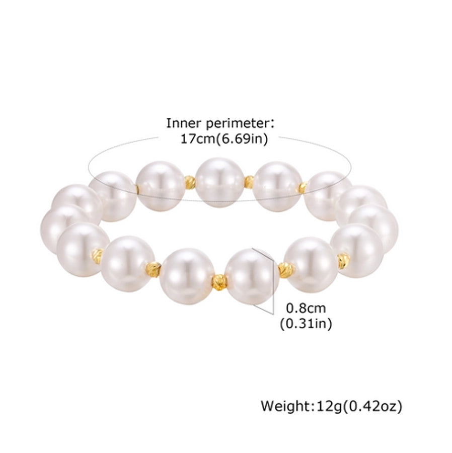 IG Style Geometric 18K Gold Plated Artificial Pearl Copper Beaded Chain Beaded Bracelets