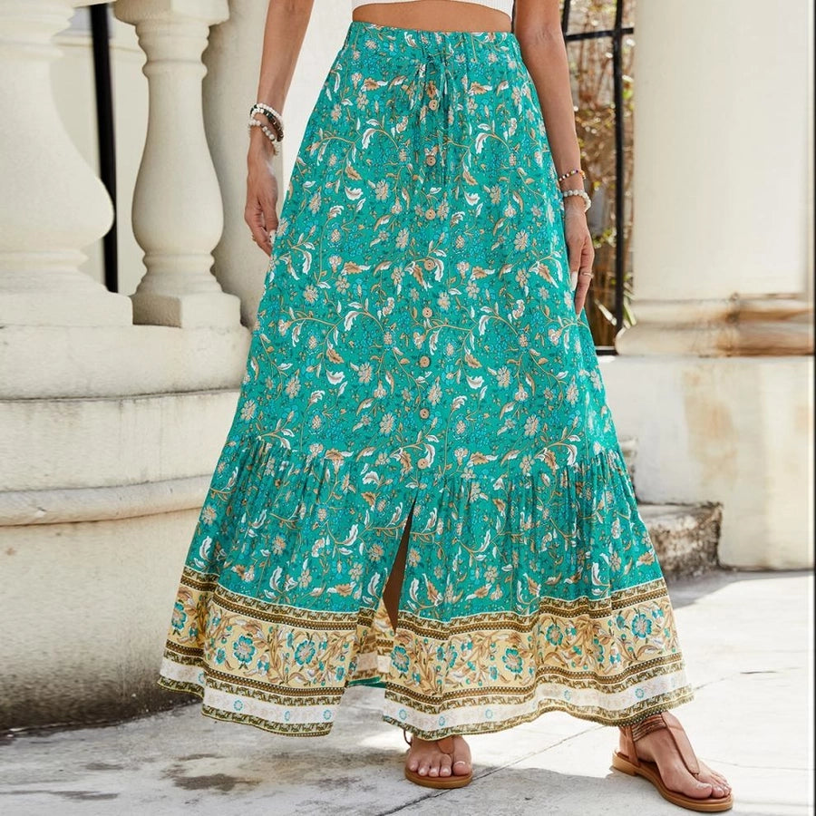 Summer Vacation Printing Polyester Maxi Long Dress Skirts