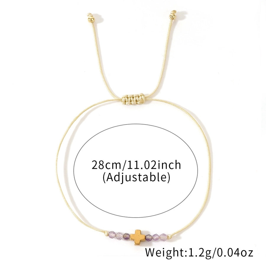 Simple Style Cross natural stone rope Copper  String Bracelets