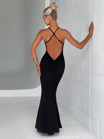 Women's Sheath Dress Streetwear V Neck Flowers Sleeveless Solid Color Maxi Long Dress Business