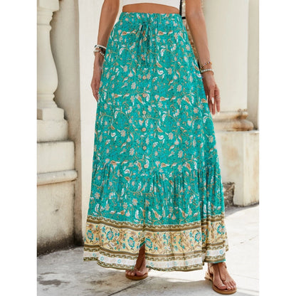 Summer Vacation Printing Polyester Maxi Long Dress Skirts