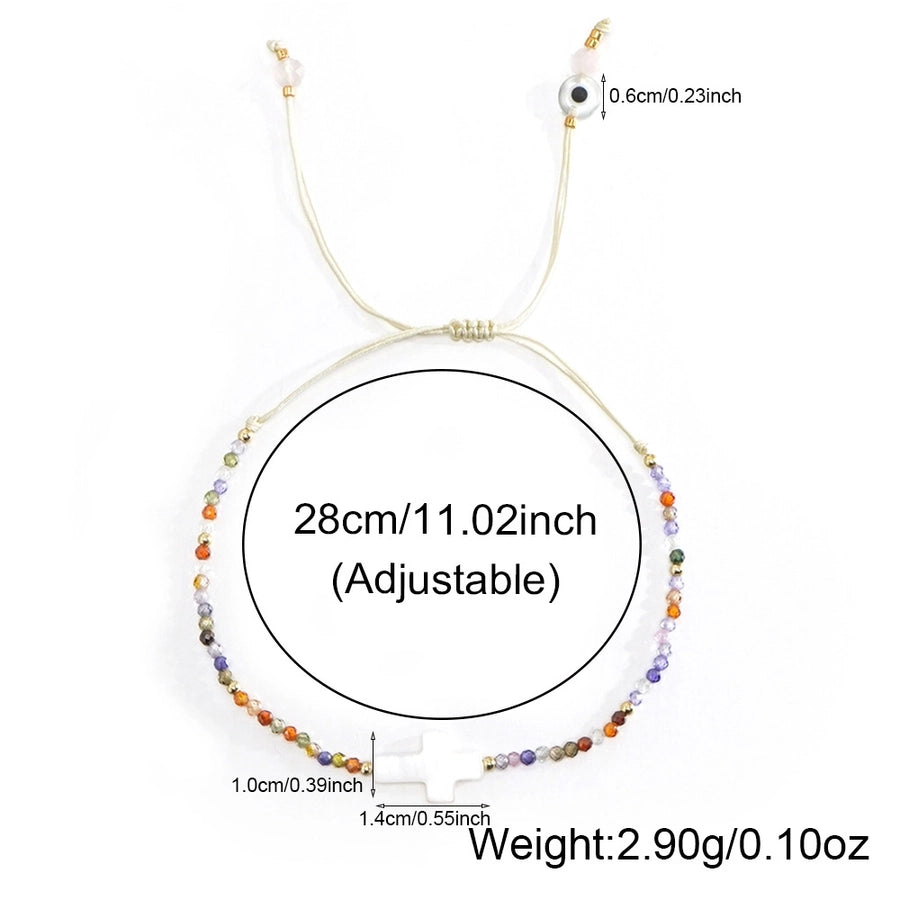 Simple Style Cross Eye natural stone Wax line Shell  String Bracelets