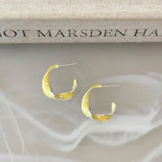 Lemon Yellow Polka Dot C-shaped Earrings