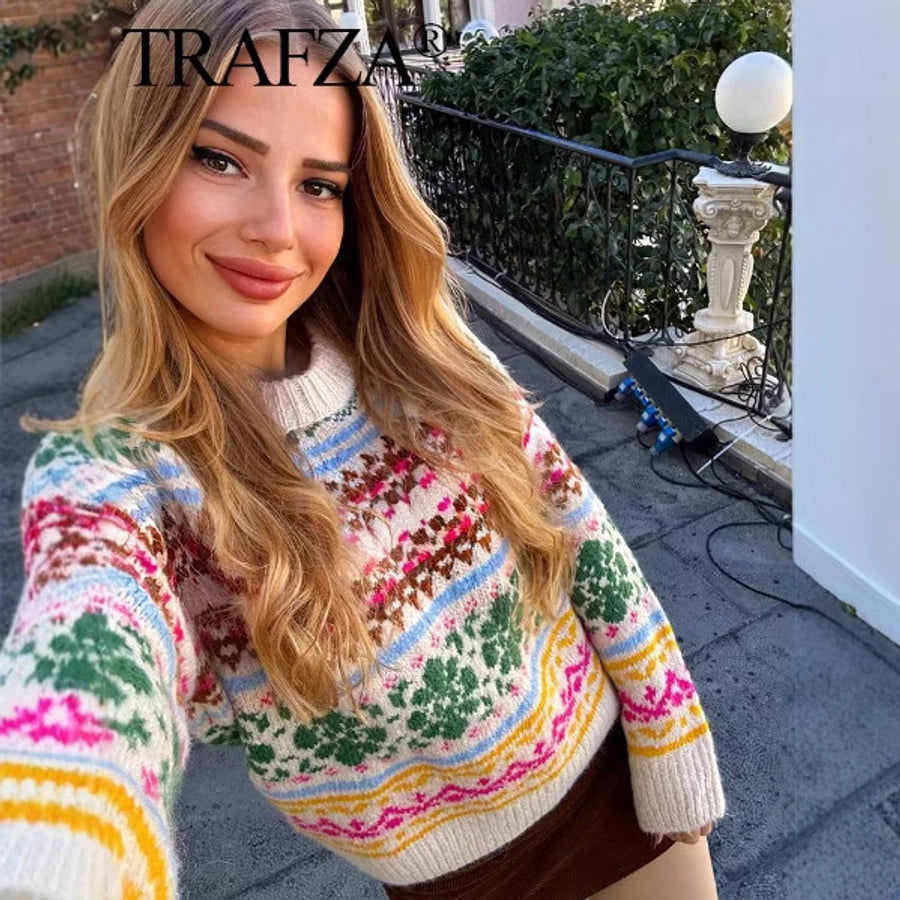 Women's Sweater Long Sleeve Sweaters & Cardigans Streetwear Flower