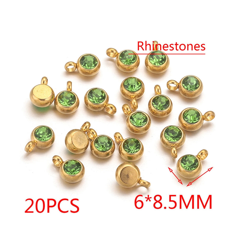 20 PCS/Package Diameter 6 mm 304 Stainless Steel Geometric Pendant Jewelry Accessories