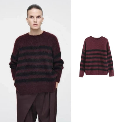 Women's Sweater Long Sleeve Sweaters & Cardigans Casual Stripe