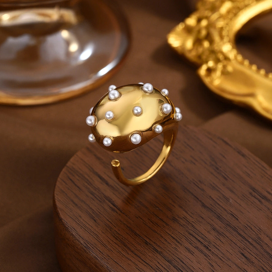 Jewelry Elegant Classical Vintage Style Geometric Water Droplets 316L Stainless Steel  Titanium Steel Wide Band Rings Open Rings