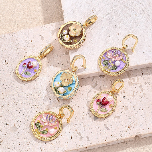 1 Piece 22.5x18mm 23x21.5mm 24x22mm 6.5x4.2mm Freshwater Pearl Copper Zircon 18K Gold Plated Round Flower Lotus Polished Pendant Jewelry Buckle Jewelry Accessories