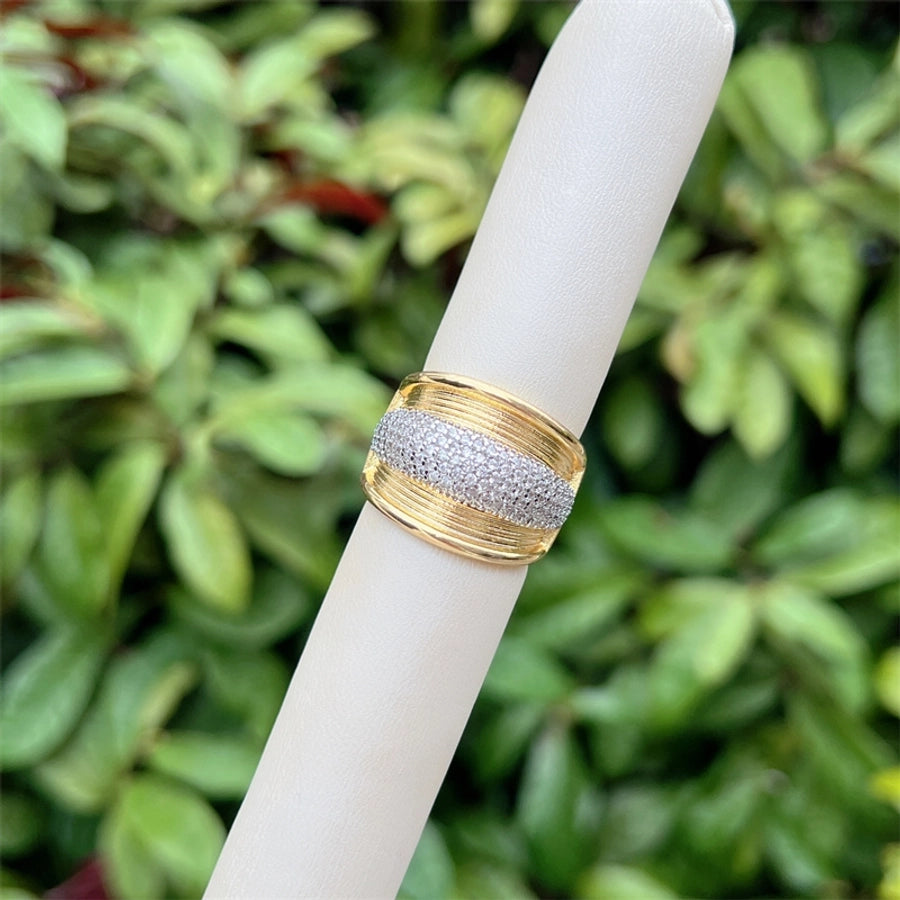 Copper 18K Gold Plated Geometric Zircon Open Rings